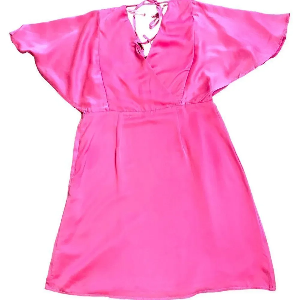 🆕 Pink Cap Sleeve V-Neck Minidress - Picture 2 of 4